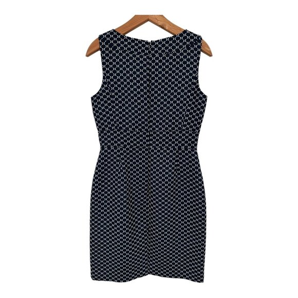 Tahari Arthur S. Levine Sleeveless Sheath Dress Size 8 Navy White Printed Career - Picture 4 of 7